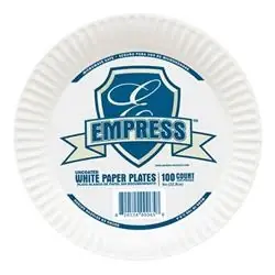1004997 Uncoated Paper Plate- 9 In. - White- Pack 100