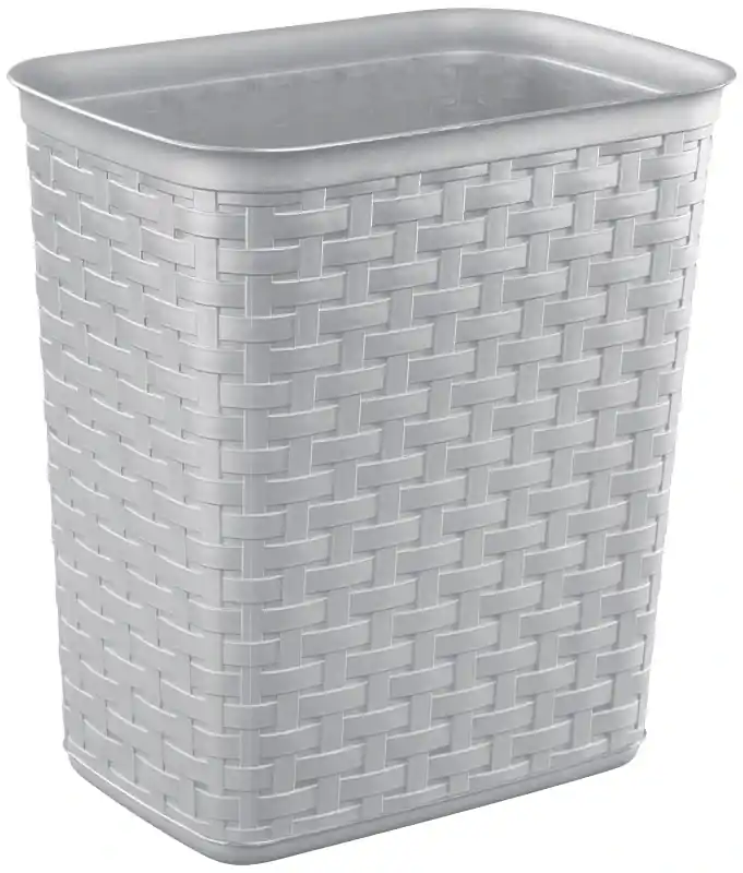 Trash Can, Modern Gray With Weave Pattern, 3.4-gallons