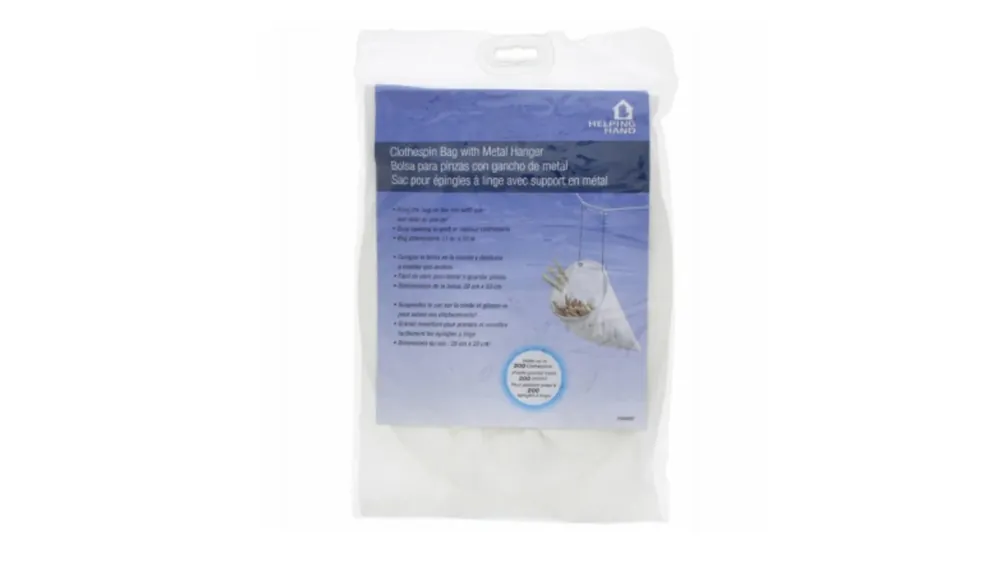 Helping Hand Clothespin Bag With Metal Sliding Hanger