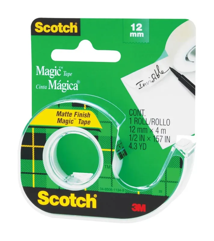 104 Permanent Single‑sided Office Tape – 450‑ft Length, ½‑in Width, Plastic Backing
