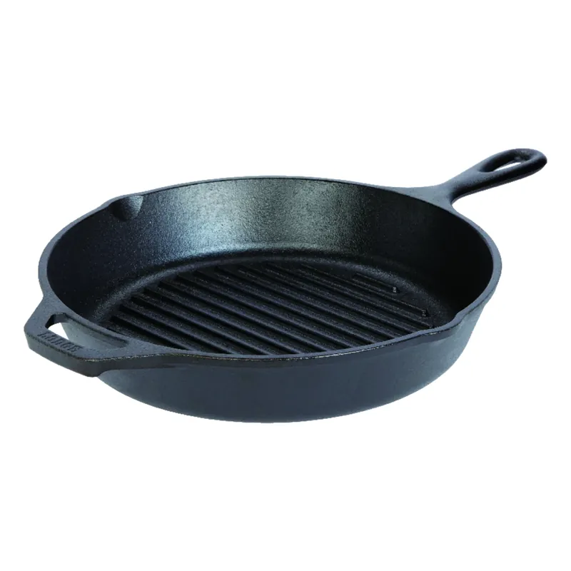 Ribbed Grill Pan, Seasoned Cast Iron, 10-1/4-inch Diam.