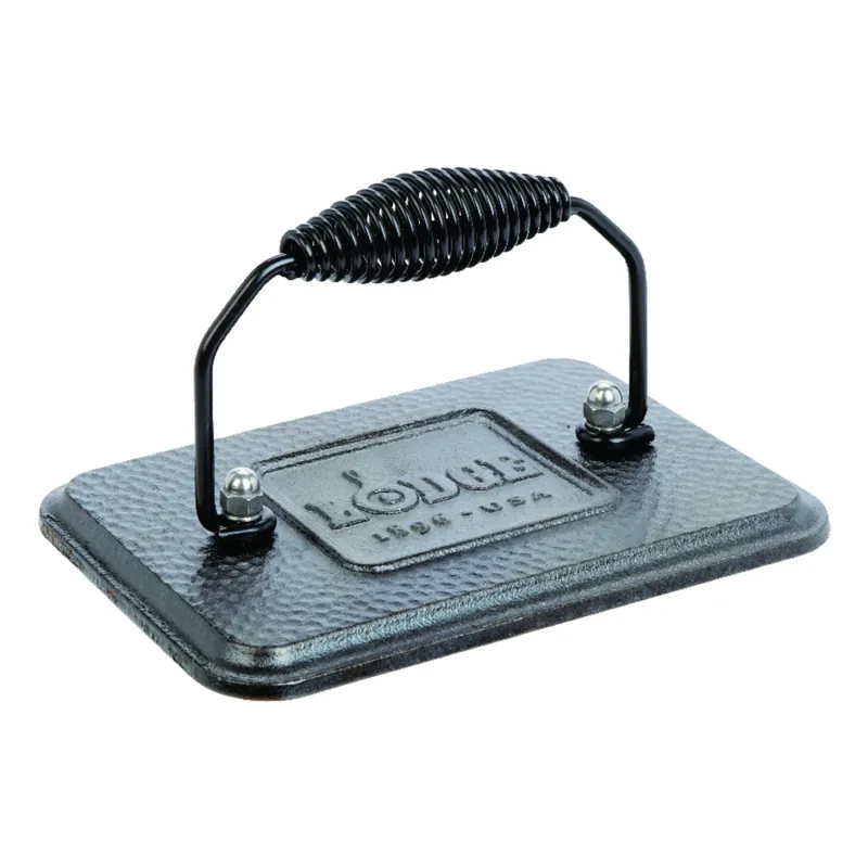 Grill Press, Seasoned Cast Iron, 6-3/4 X 4-1/2-in.