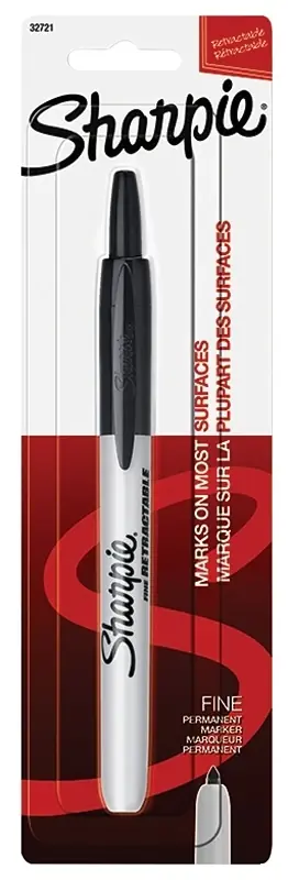 Retractable Black Fine Tip Permanent Marker 1 Pk