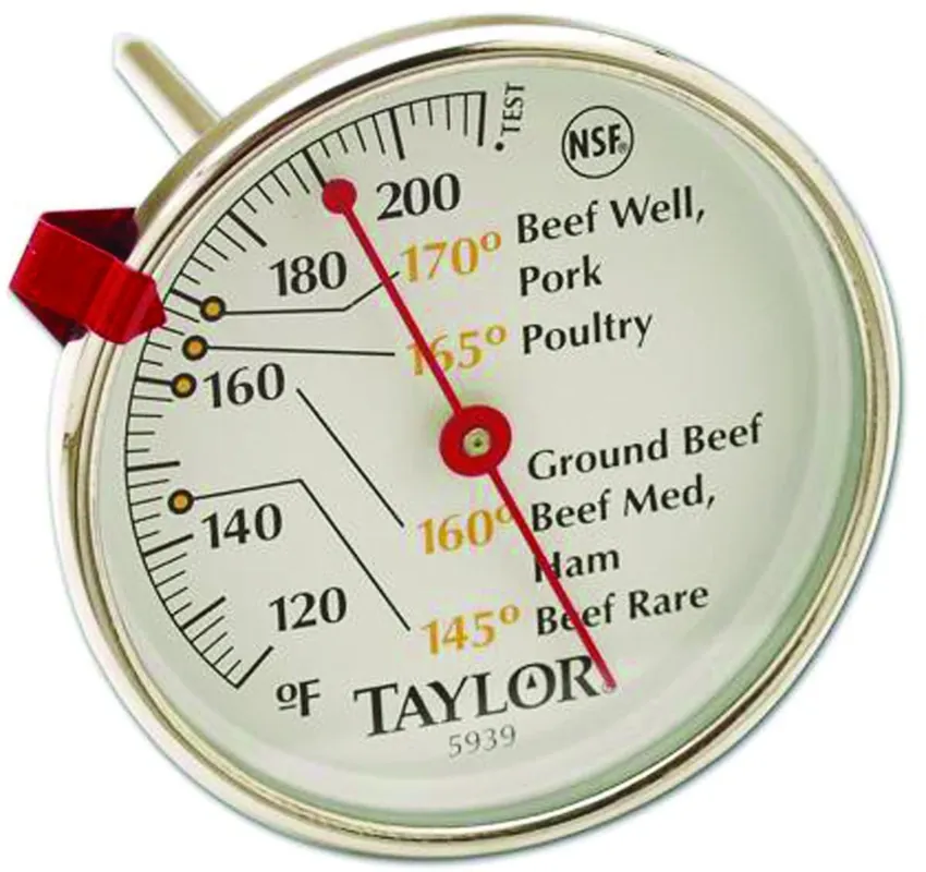 Meat Thermometer, Dial, Stainless Steel, 5-1/2-in.