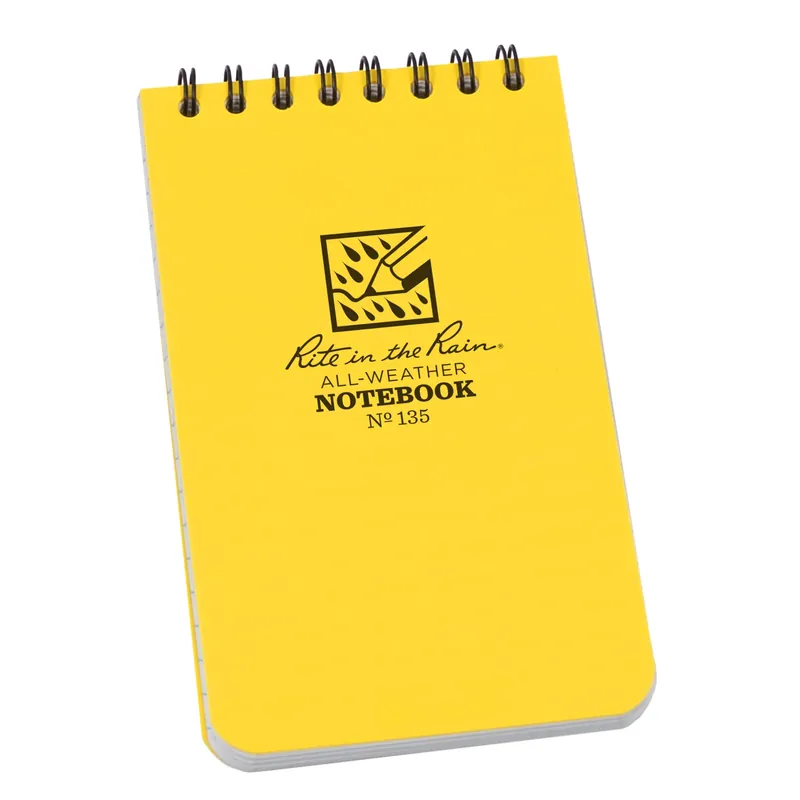 All-weather Notebook, Top Spiral, Yellow, 3 X 5 In.