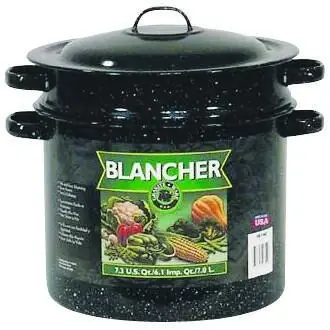 Graniteware Covered Blancher, Black Ceramic On Steel, 7-qt.