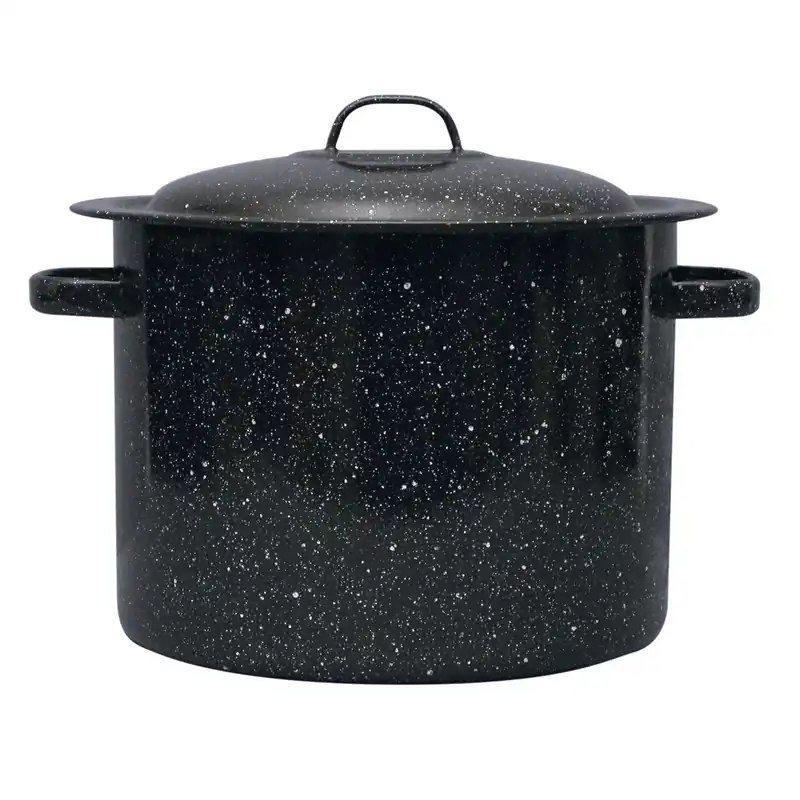 Porcelain Enamel Stock Pot 12 Quart Black 10.4 In. Model 305699