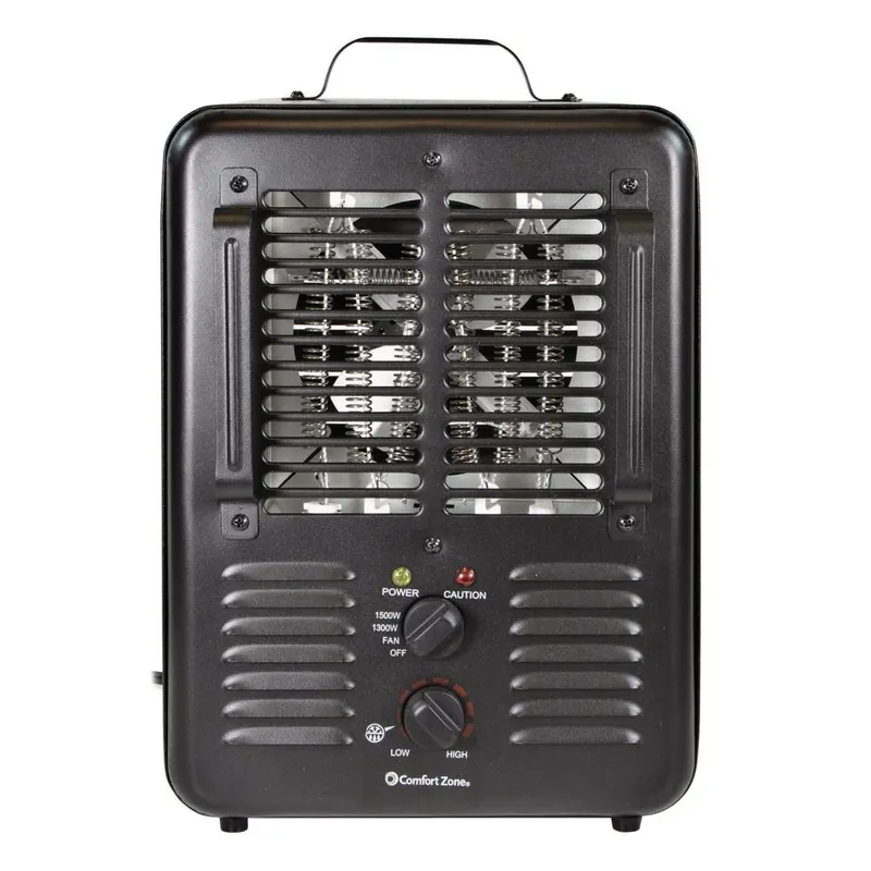 Milkhouse Utility Heater, 2 Settings, Thermostat, Black Metal
