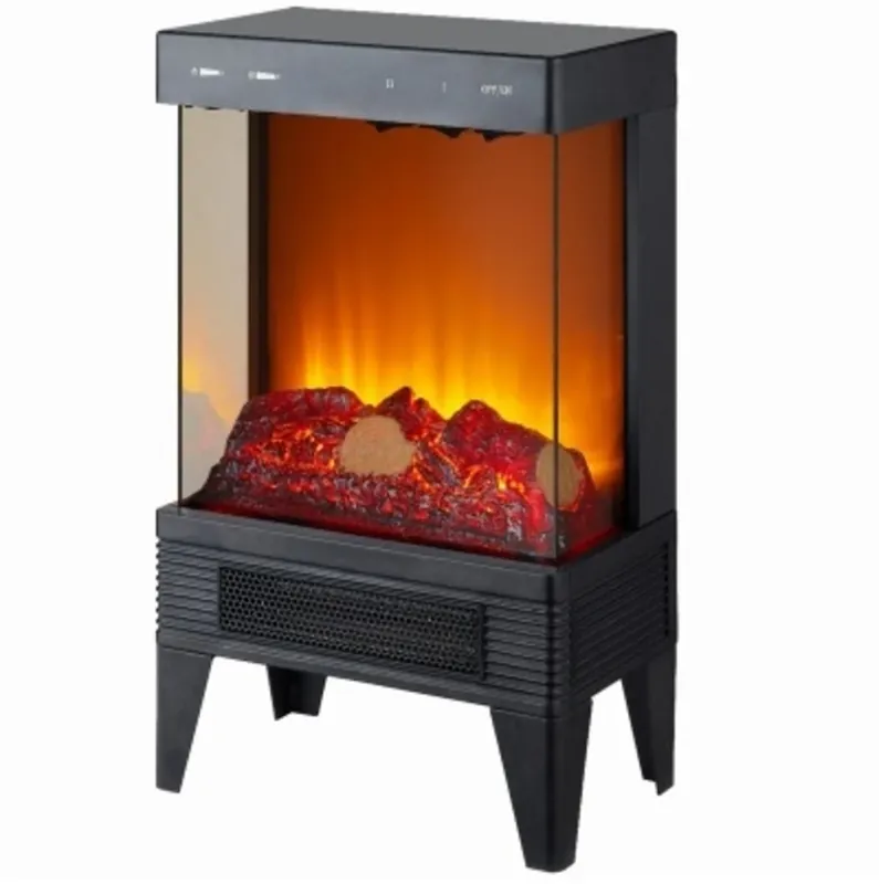 Fireplace Heater, Heat Or Flame Only, Thermostat, Glass Panels