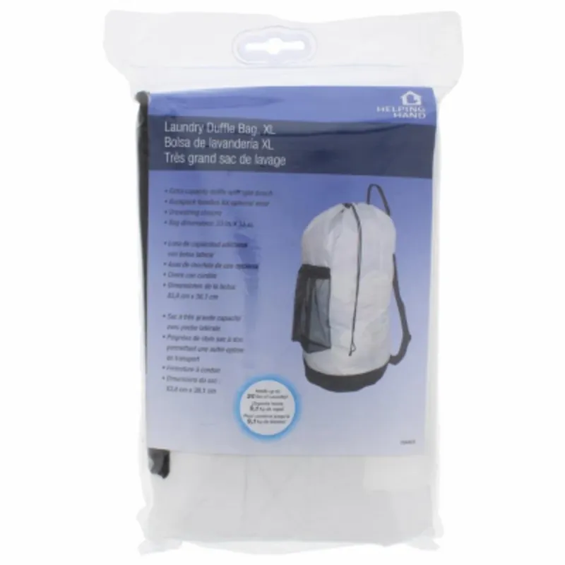 Laundry Duffle Bag, Black & White, 15 X 31-in.