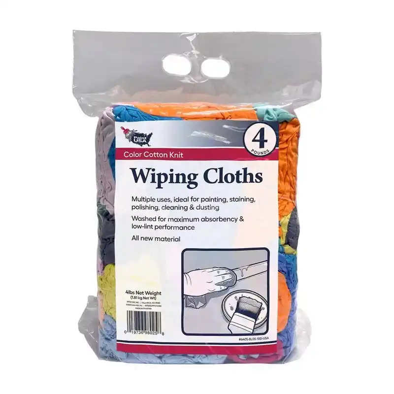 Assorted Colors Cotton Knit Wiping Rags 4 Lb For Cleaning And Dusting