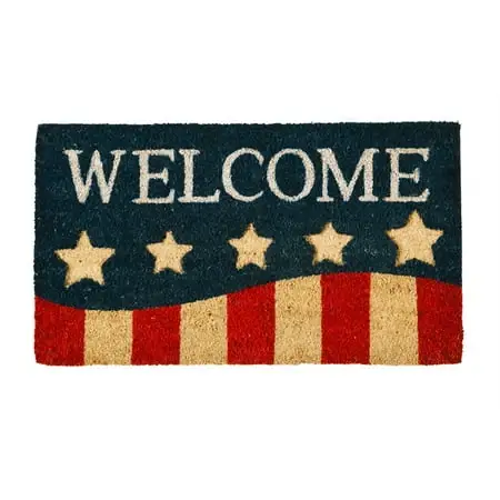 Patriotic Stripes Coir Doormat 1‘4" X 2‘4" Multicolored