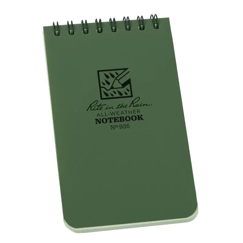 All-weather 3" W X 5" H 50-sheet Top-spiral Notebook, Green