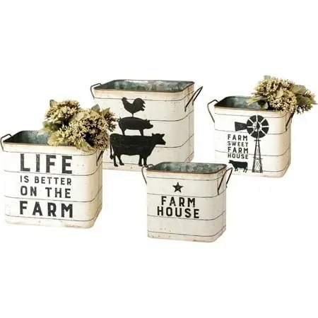 Tin Buckets - Farm House Style For Home And Garden Use