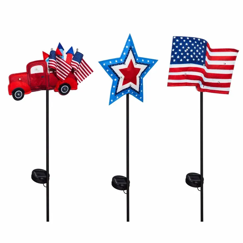 Americana Garden Stakes - 4 Assorted Designs For Lawn & Home Decor