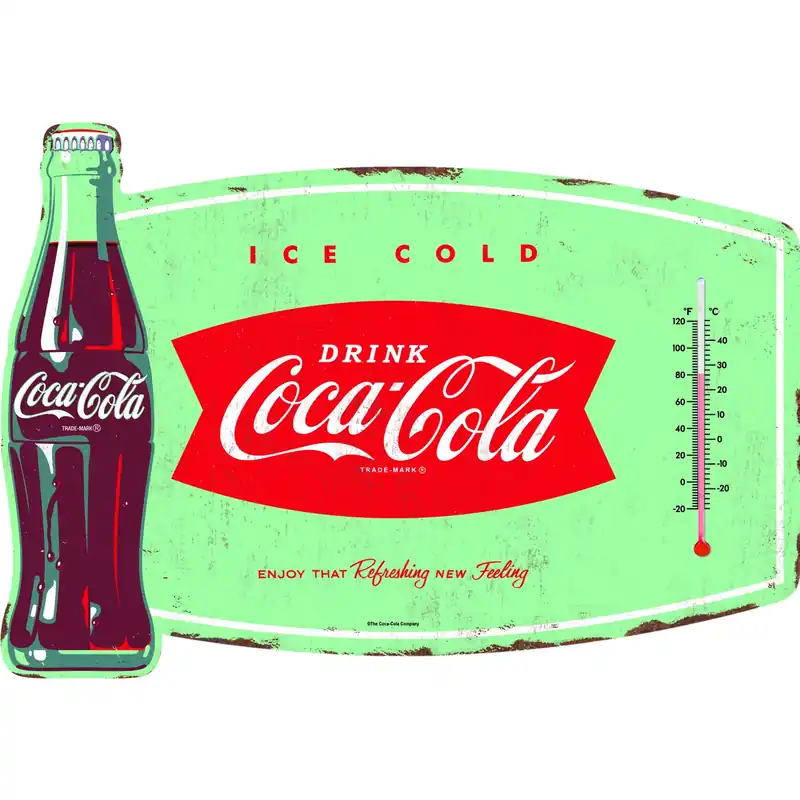 Open Road Brands Coca-cola Ice Cold Thermometer Sign Tin 1 Pk
