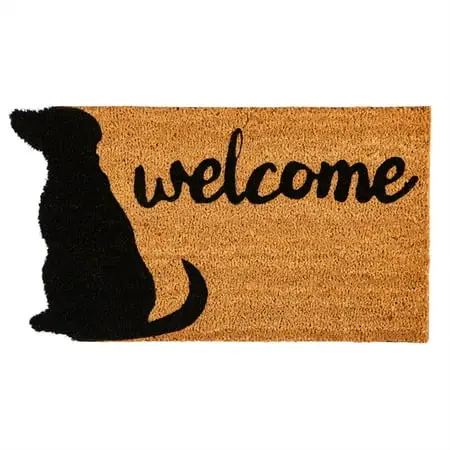 Dog Welcome Shaped Coir Mat 1‘4" X 2‘4" For Indoor And Outdoor Use
