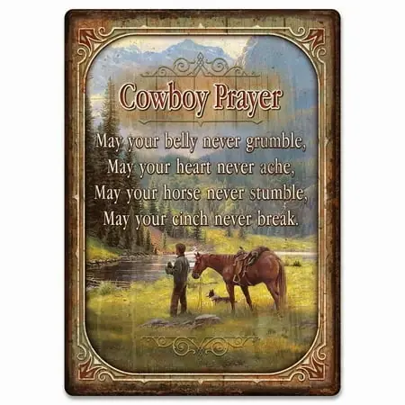 Tin Sign 12 Inch X 17 Inch - Cowboy Prayer
