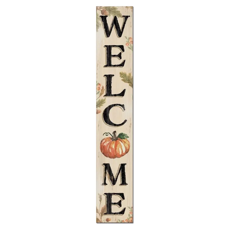 Multicolored Wood 46.5 In. H Welcome Fall Pumpkin Porch Sign