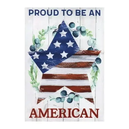 Proud To Be An American Garden Flag - Burlap Design