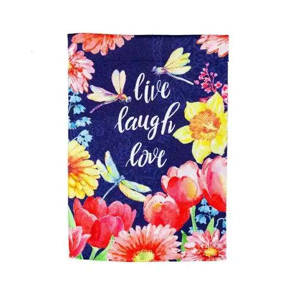 Live Laugh Love Dragonfly Garden Flag - Decorative Outdoor Flag