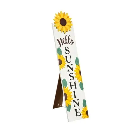 30 Inch Hello Sunshine Sunflower Porch Leaner Decorative Sign