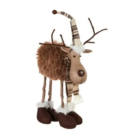 21 Inch Standing Fabric Moose With Hat And Scarf Tabletop Décor - Holiday Decoration
