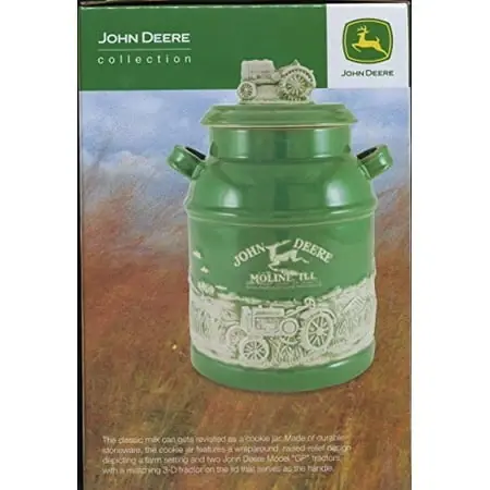 Milk Can Cookie Jar Biscuit Canister 8 Inch Height Tractor Design