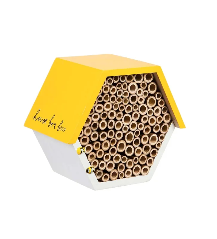7.25 Inch Hexagonal Busy Bee House - 7.7 X 4.3 X 7.3 Inches