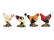 Set Of 4 Farm Animal Hens 4 Inch Tabletop Shelf Figurines Decor