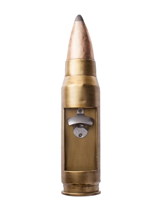 Wall Mounted Metal Bullet Bottle Opener - 18" Centerfire Rifle Cartridge Design