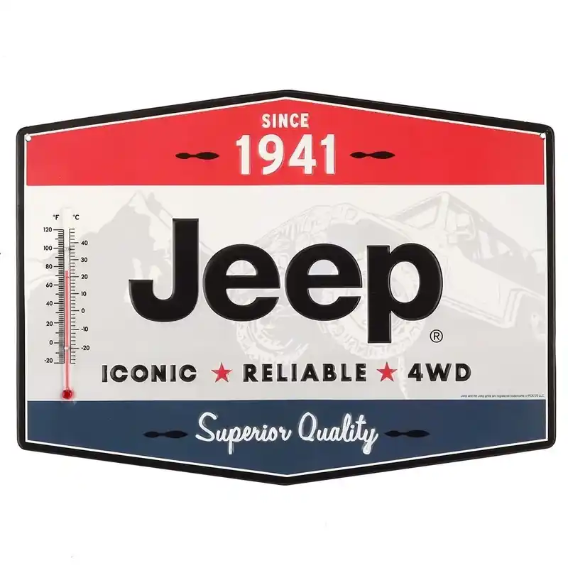 Open Road Brands Jeep Thermometer Sign Tin 1 Pk