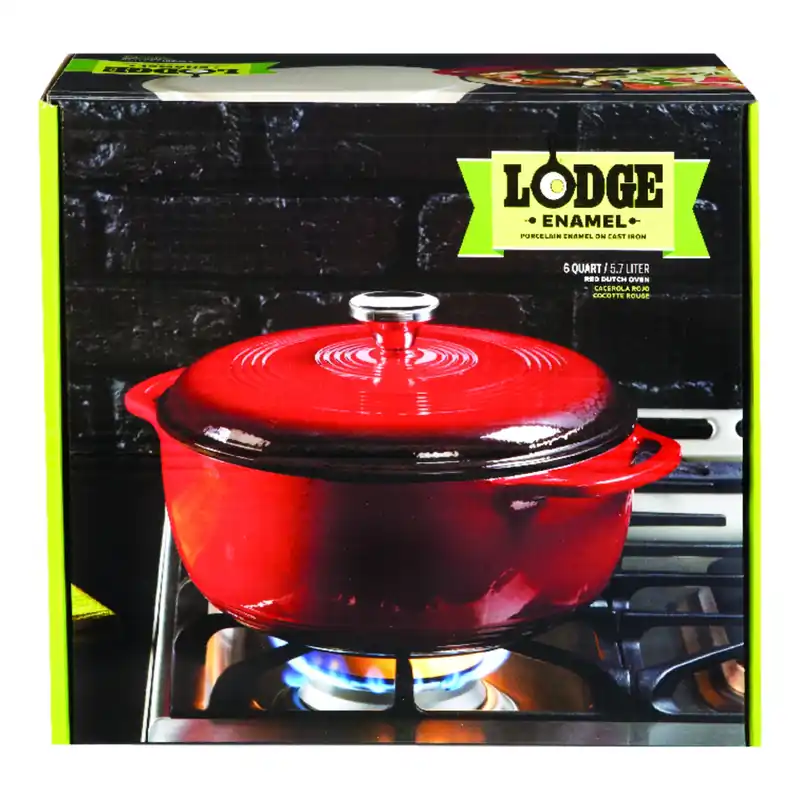 Dutch Oven, Red Enamel/cast Iron, 6-qts.