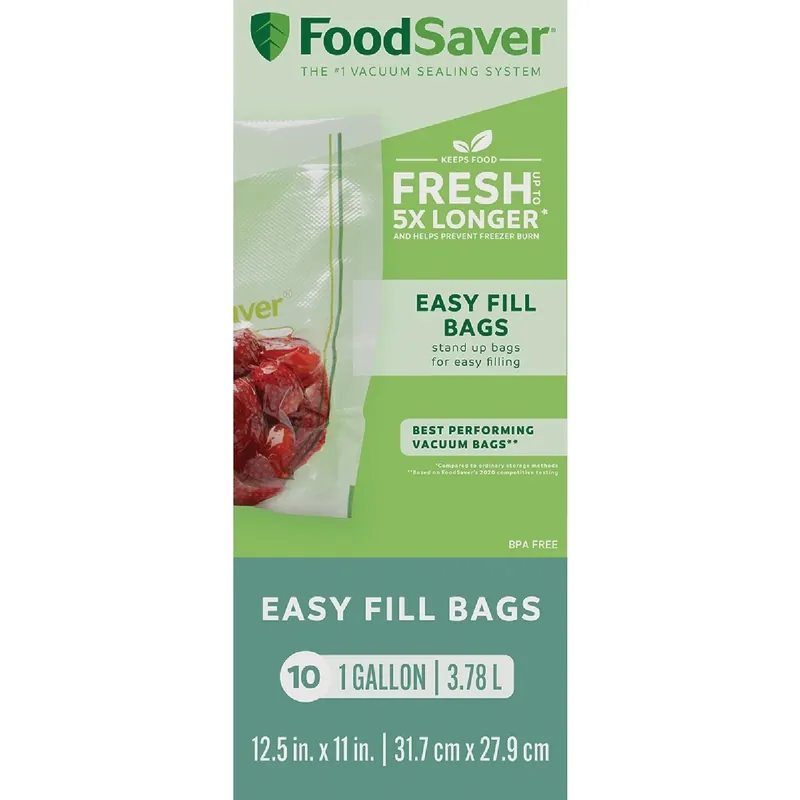 Easy Fill 1-gallon Reusable Vacuum Sealer Bags - 10-count