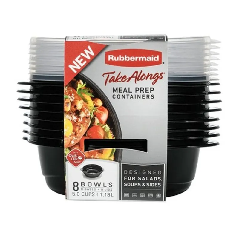 Take Alongs 5 Cups Black Food Container And Lid 8 Pk