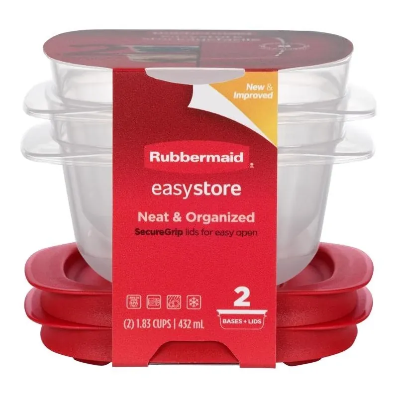 Easy Store Clear 1.8‑cup Square Food Containers – Set Of 2