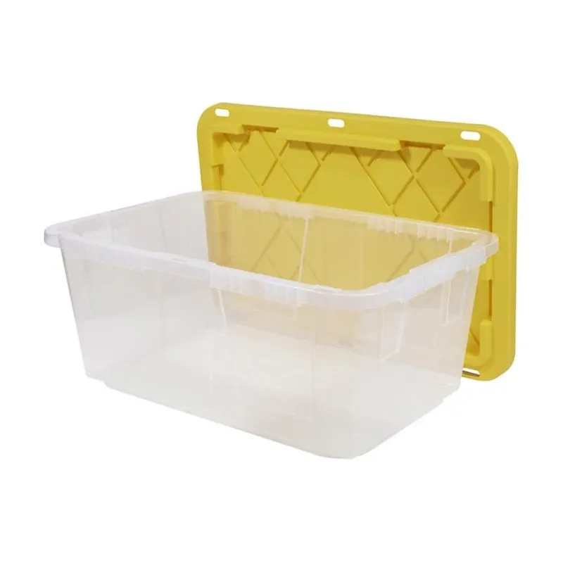 17 Gallon Clear/yellow Stackable Storage Tote With Lid 12.5 H X 17.8 W X 26.7 D