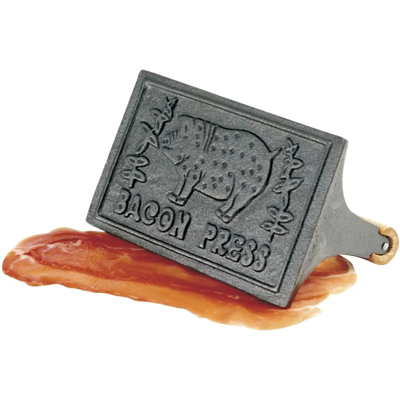 Cast Iron Bacon Food Press With Wood Handle, 6.75 In. X 4 In.