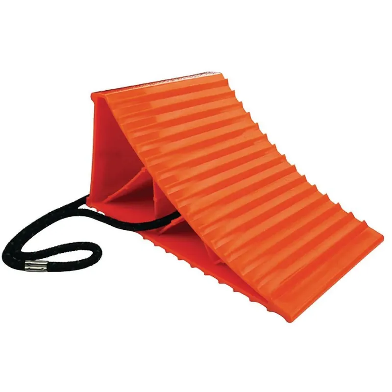Orange Wheel Chock With Rope 8.55" Length X 4.15" Height