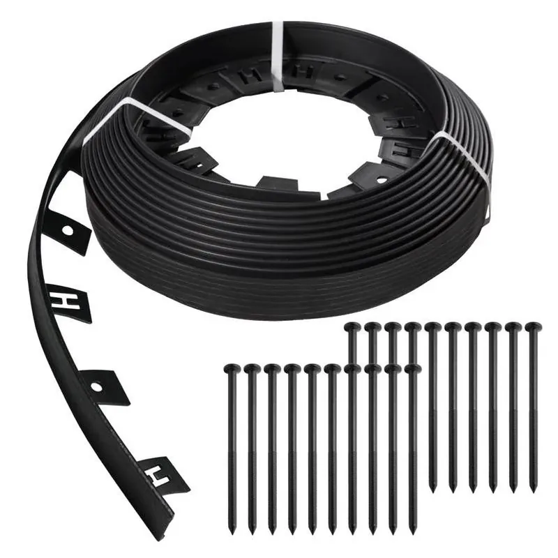 Black Plastic Landscape Edging – 50 Ft. Flexible Border Kit