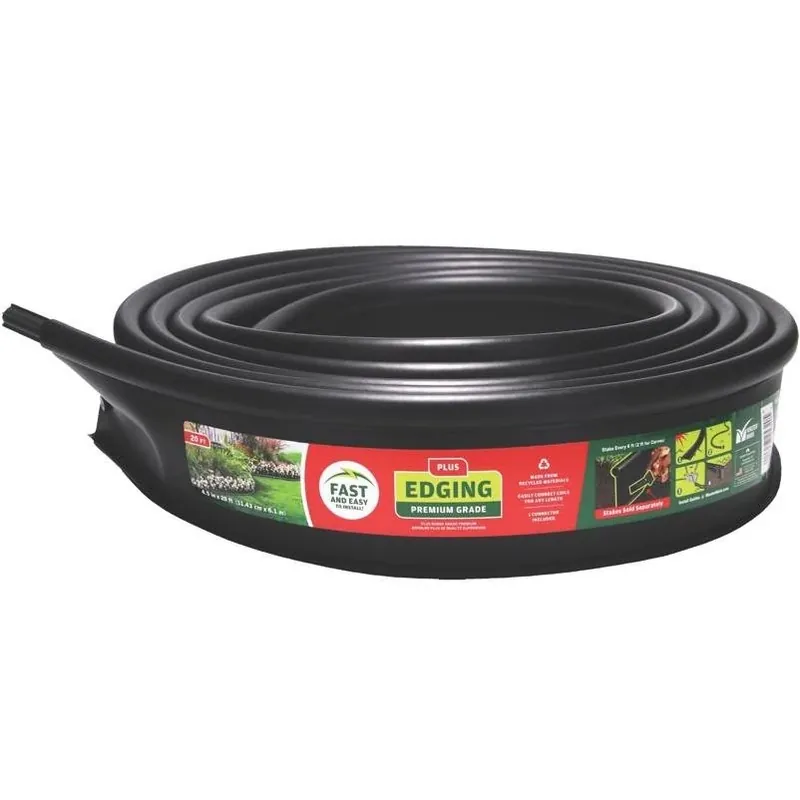 Black Plastic Landscape Edge – 20‑ft. Flexible Border Kit With Stakes