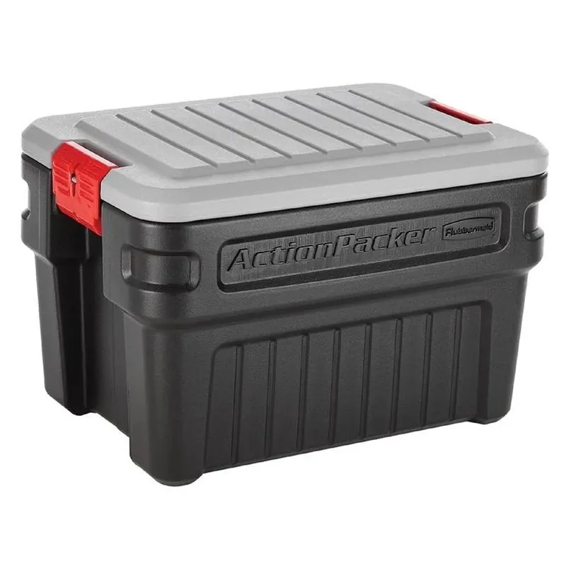 Rubbermaid Actionpacker 24 Gal Black Storage Tote 17.4 In. H X 19.3 In. W X 26.5 In. D Stackable