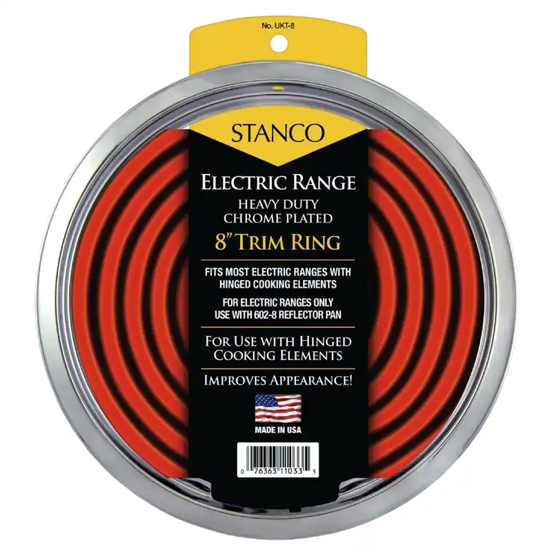 Electric Range Trim Ring, Chrome-plated, 8 In.