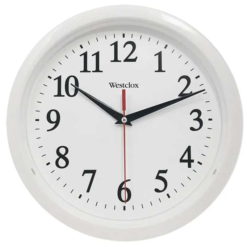 10 In. L X 10 In. W Classic Analog Wall Clock - White Plastic