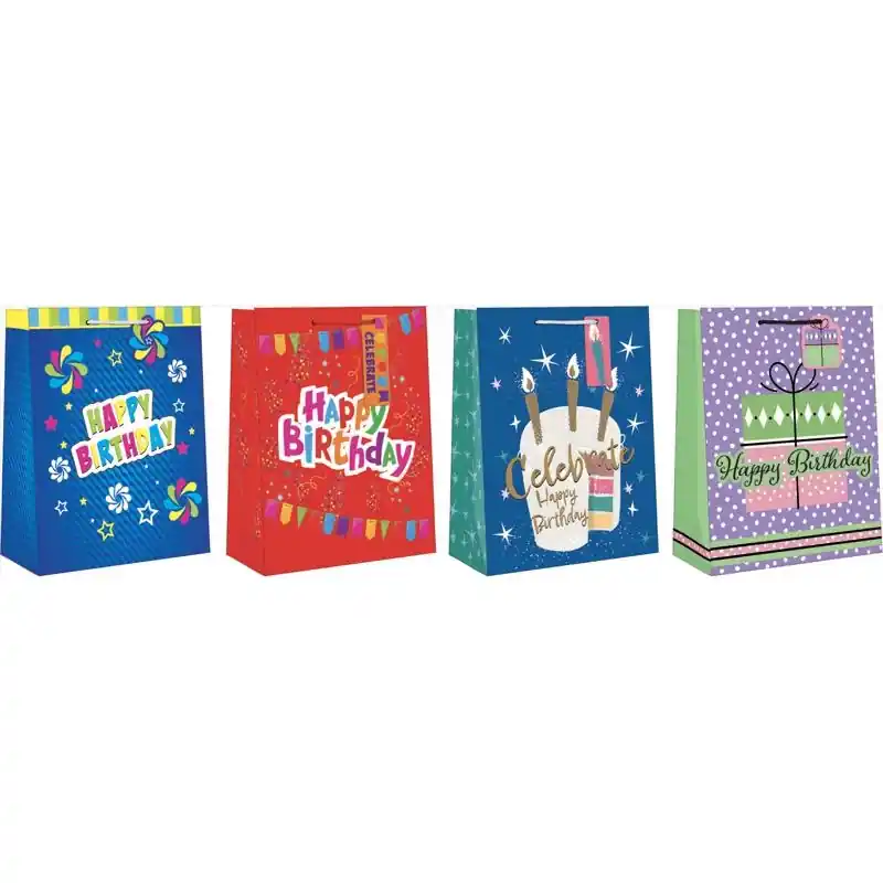 Assorted Large Generic Birthday Gift Bag - 14" X 10.5" X 2.7"