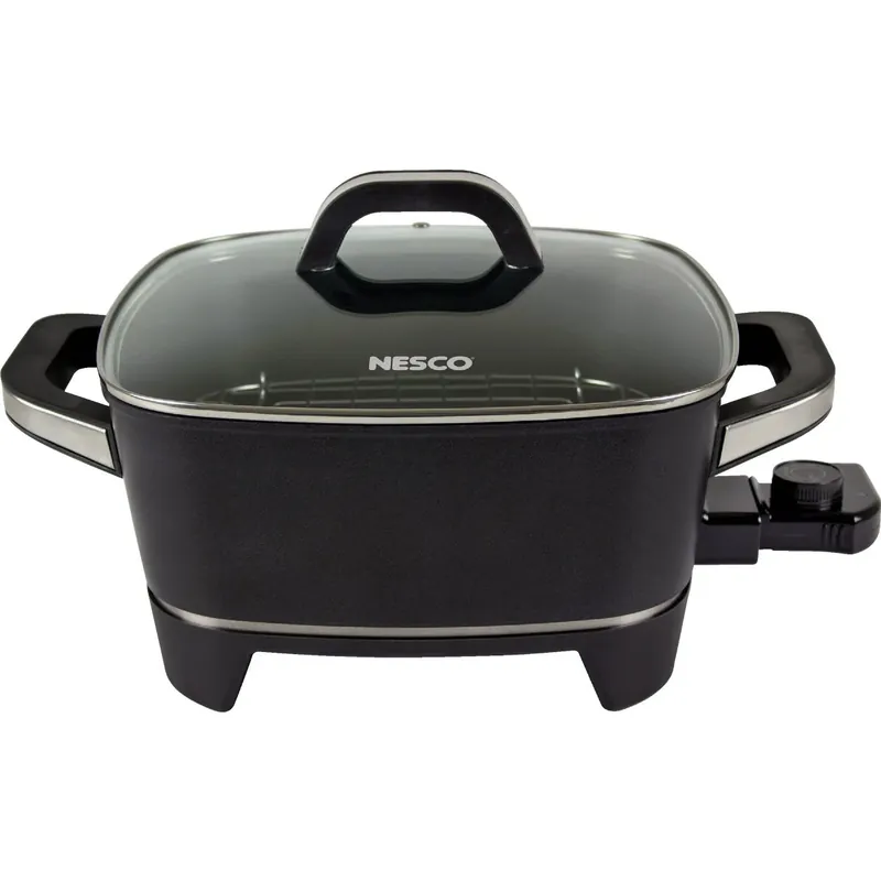 12 Inch Electric Skillet With Non-stick Interior And Adjustable Temperature Control