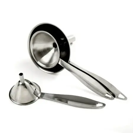 Stainless Steel Funnel Set With Long Handles - 3 Piece Set With Narrow Stems