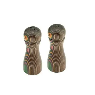 Pakka Wood Salt & Pepper Shakers Set - Colorful Rainbow Design