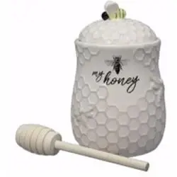 Ceramic Honey Jar With Honey Dip - 5.5 Inch