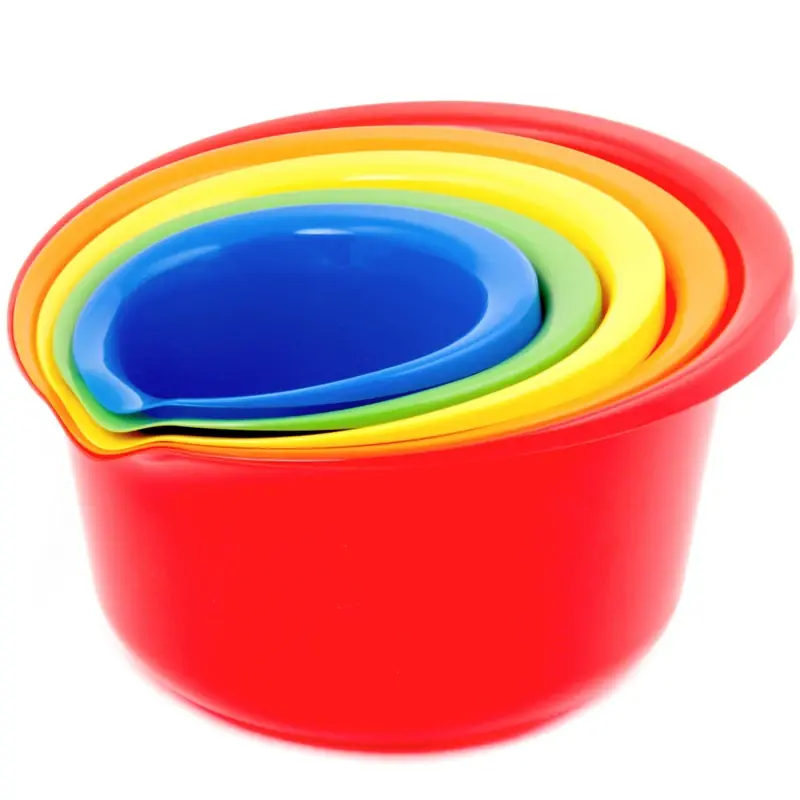 5 Quart Plastic Mixing Bowl Set - 5 Piece Assorted Sizes